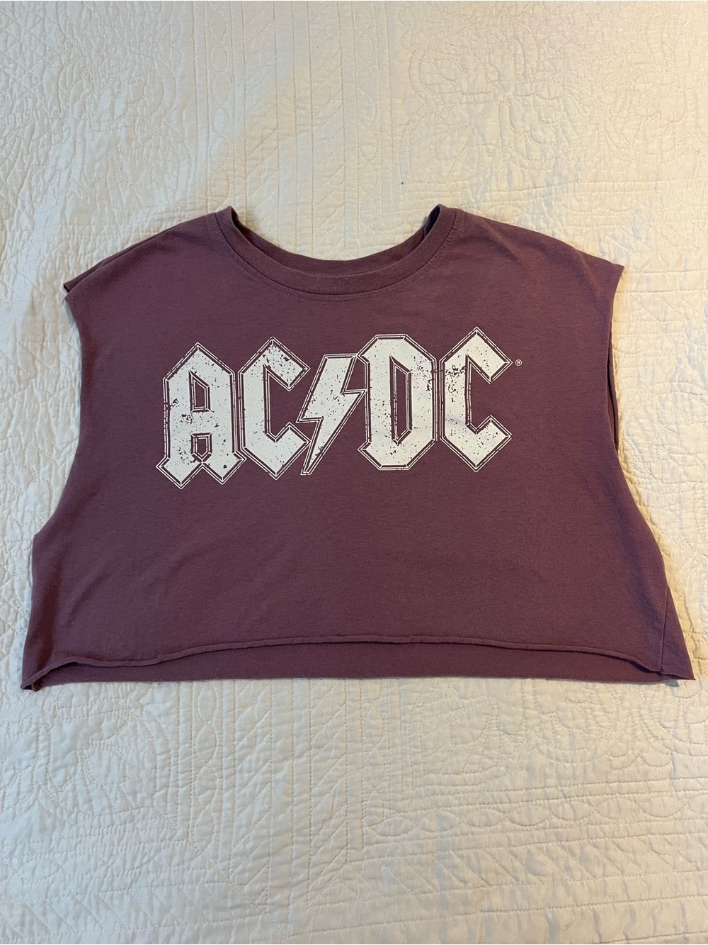 AC/DC Women's Plum Cropped Graphic Muscle Tank